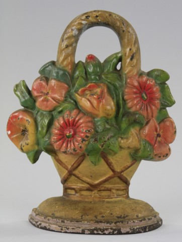 FLOWERS IN WOVEN BASKET DOORSTOP