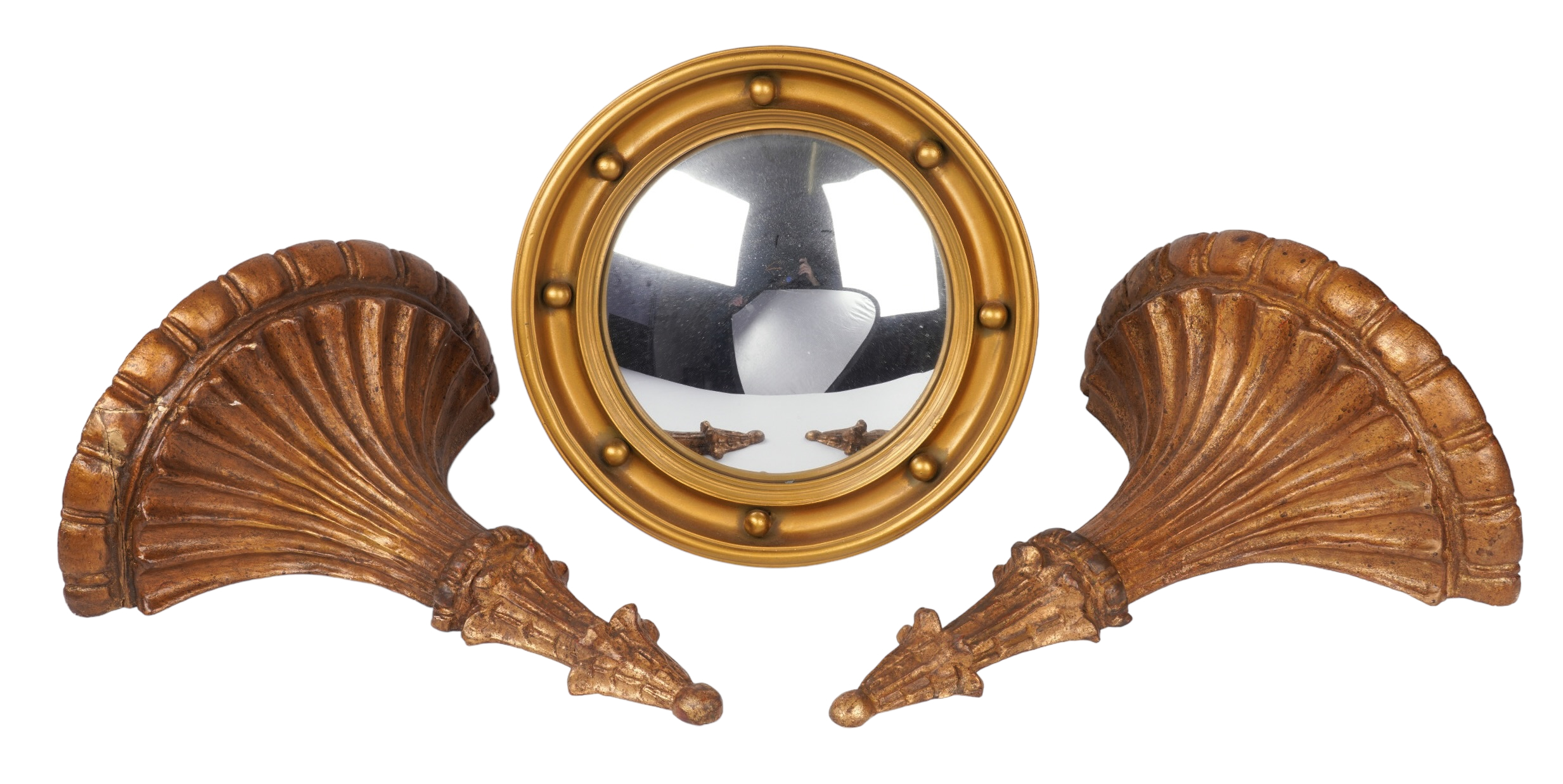 Fluted Gilt Wall Brackets and