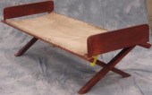 Folding 19th c field cot, red