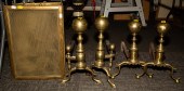 FOLDING FIRE SCREEN & TWO PAIR