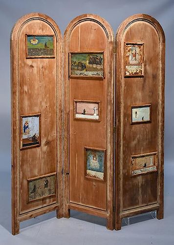 FOLDING SCREENThree panel wood