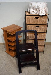 FOLDING STEP LADDER, WICKER AN