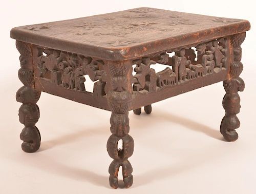 FOLK ART 18TH CENTURY WALNUT CARVED