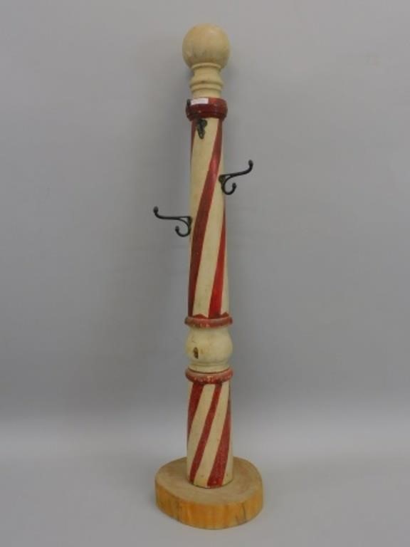 FOLK ART BARBER POLE. LATE 19TH