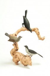 FOLK ART BIRD TREE.  American