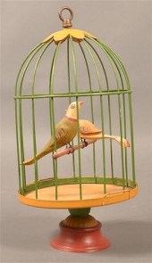 FOLK ART BIRDS IN CAGE BY W.J.