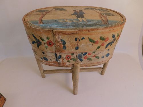 FOLK ART BRIDES BOX ON STAND18th