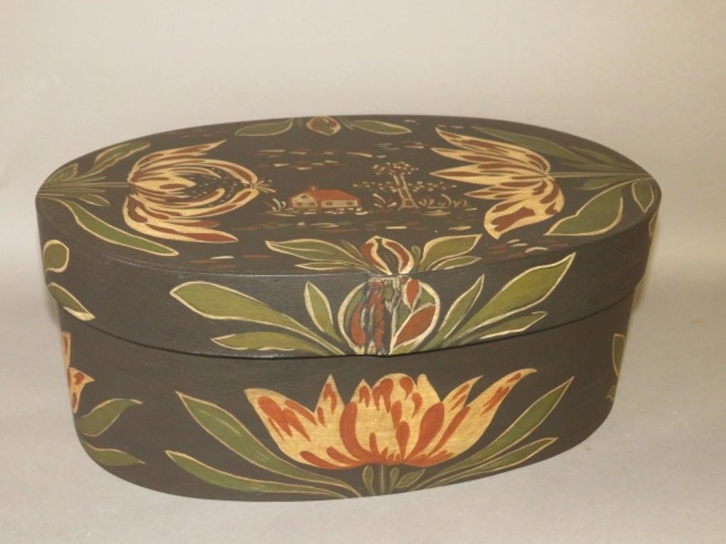 FOLK ART BUCHER-TYPE BAND BOX BY