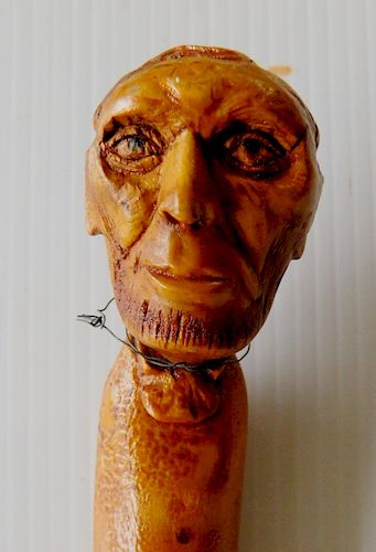 FOLK ART CANE- ABE LINCOLNCarved