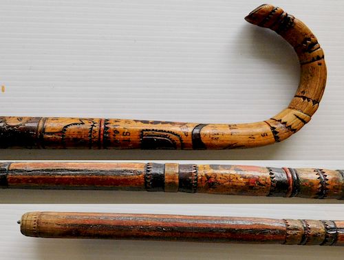 FOLK ART CANE- BUFFALO NYCarved