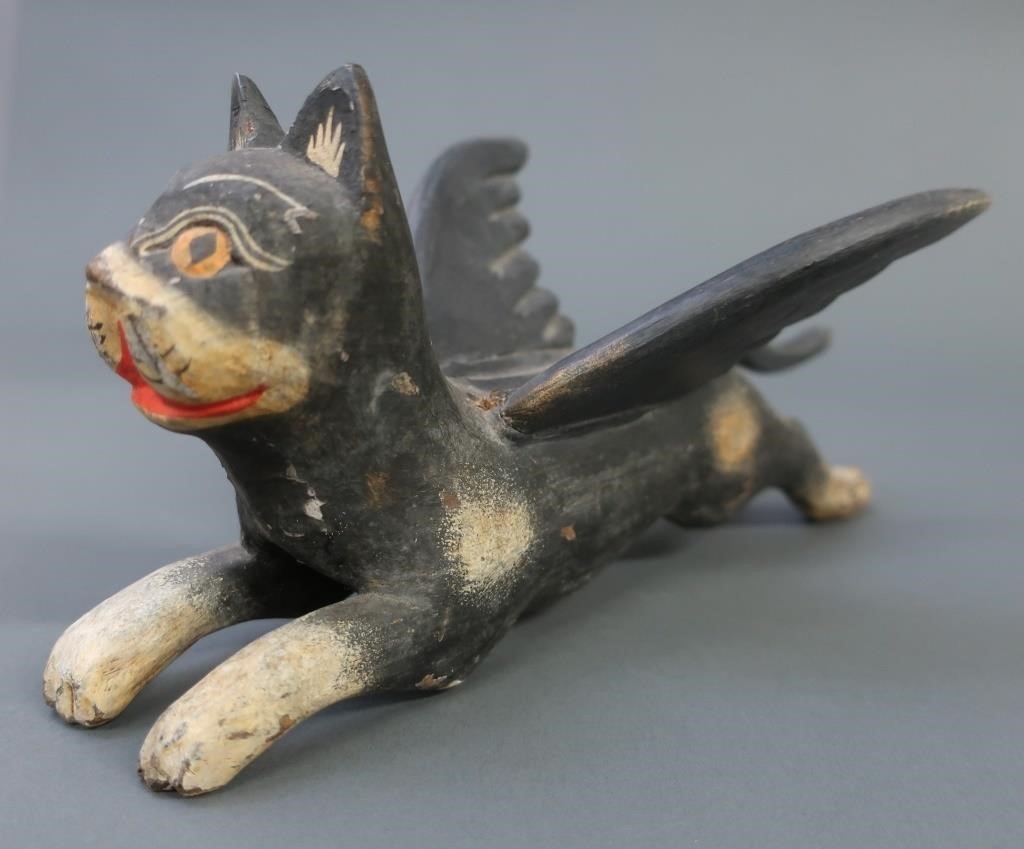 Folk Art carved and painted cat