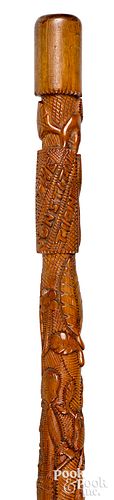 FOLK ART CARVED CANE, CA.