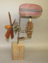 FOLK ART CARVED CLOWN WHIRLIGI