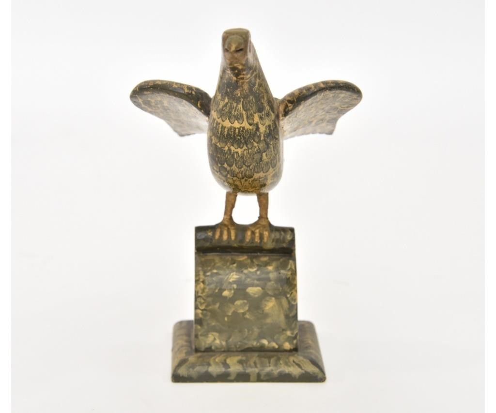 Folk art carved eagle, signed "Made