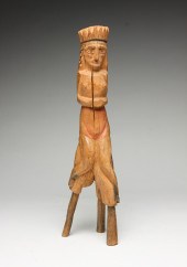 FOLK ART CARVED FIGURE OF A QU