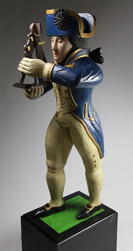 FOLK ART CARVED FIGURE OF ADMIRAL