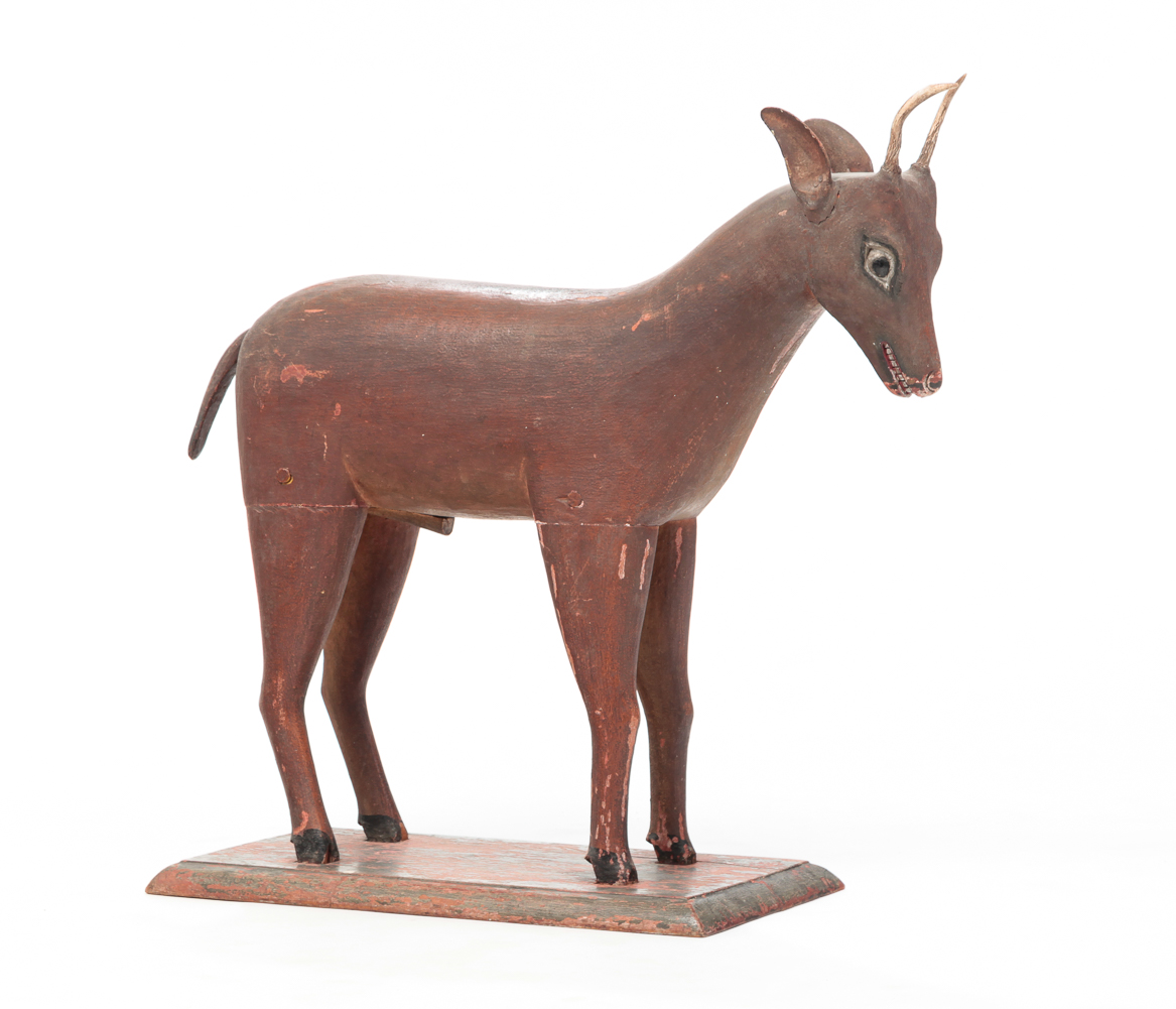 FOLK ART CARVED GOAT. Late 19th
