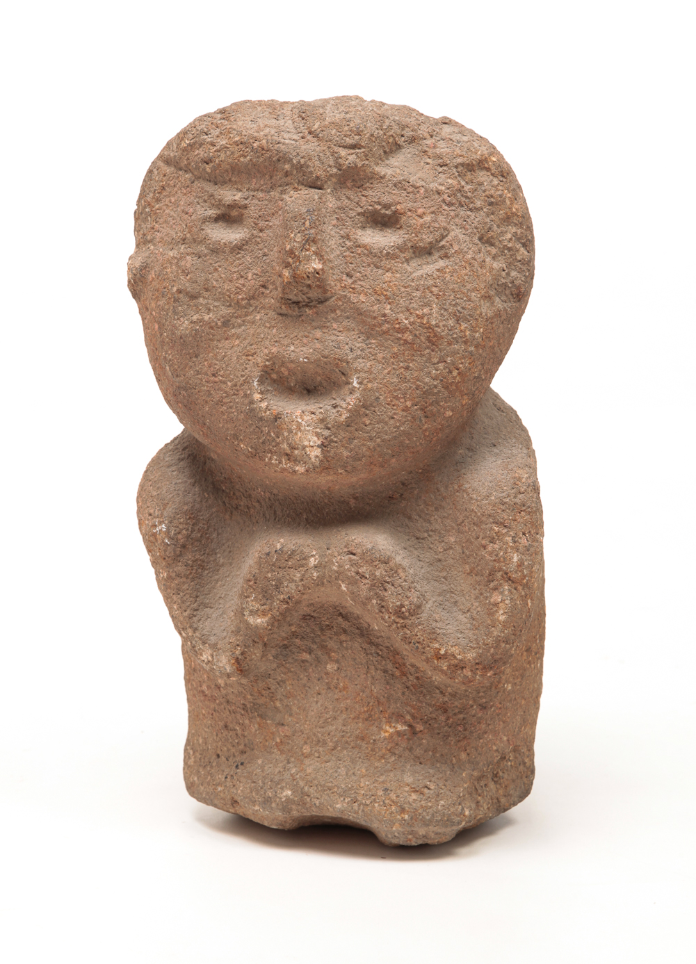 FOLK ART CARVED STONE FIGURAL BUST.