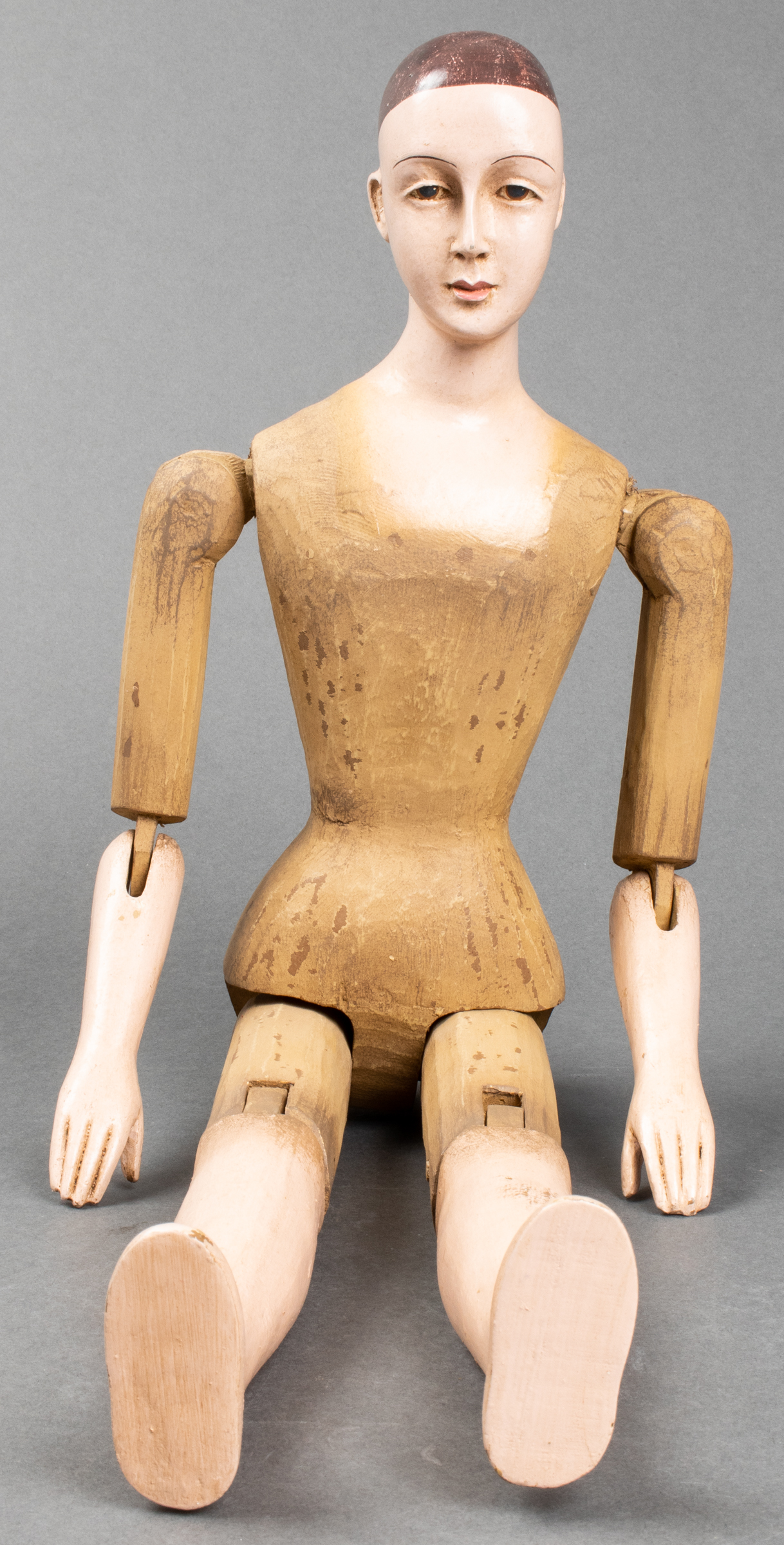 FOLK ART CARVED WOOD ARTICULATED