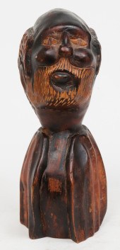 FOLK ART CARVED WOOD BEARDED M
