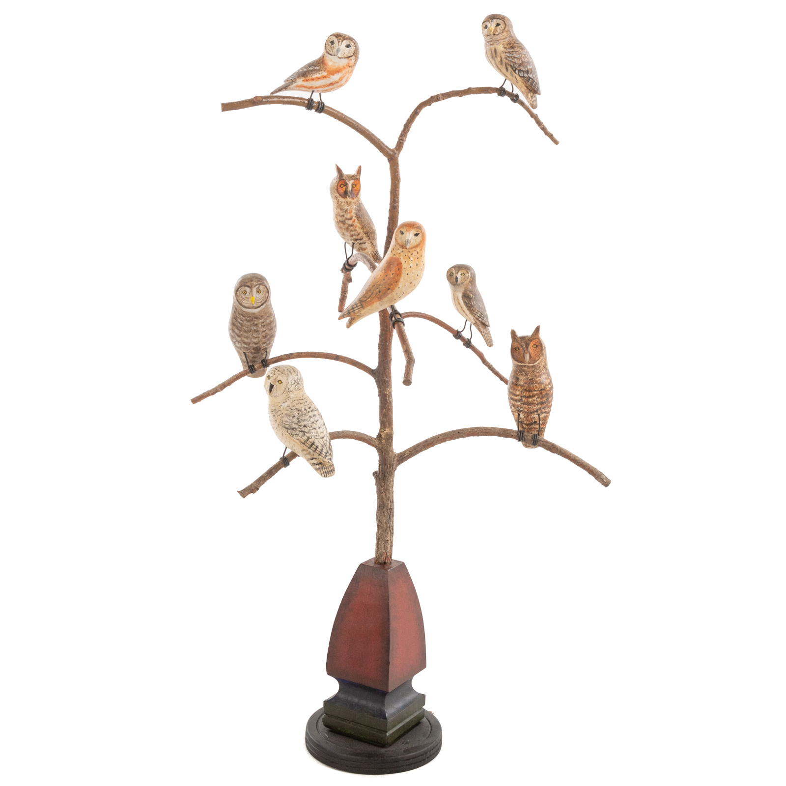 FOLK ART CARVED WOOD BIRD/OWL