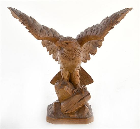 Folk art carved wood eagle early