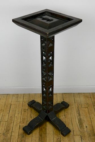 FOLK ART CARVED WOOD PEDESTALFolk