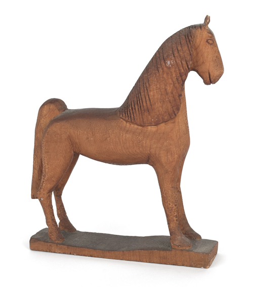 Folk art carved wooden horse figure