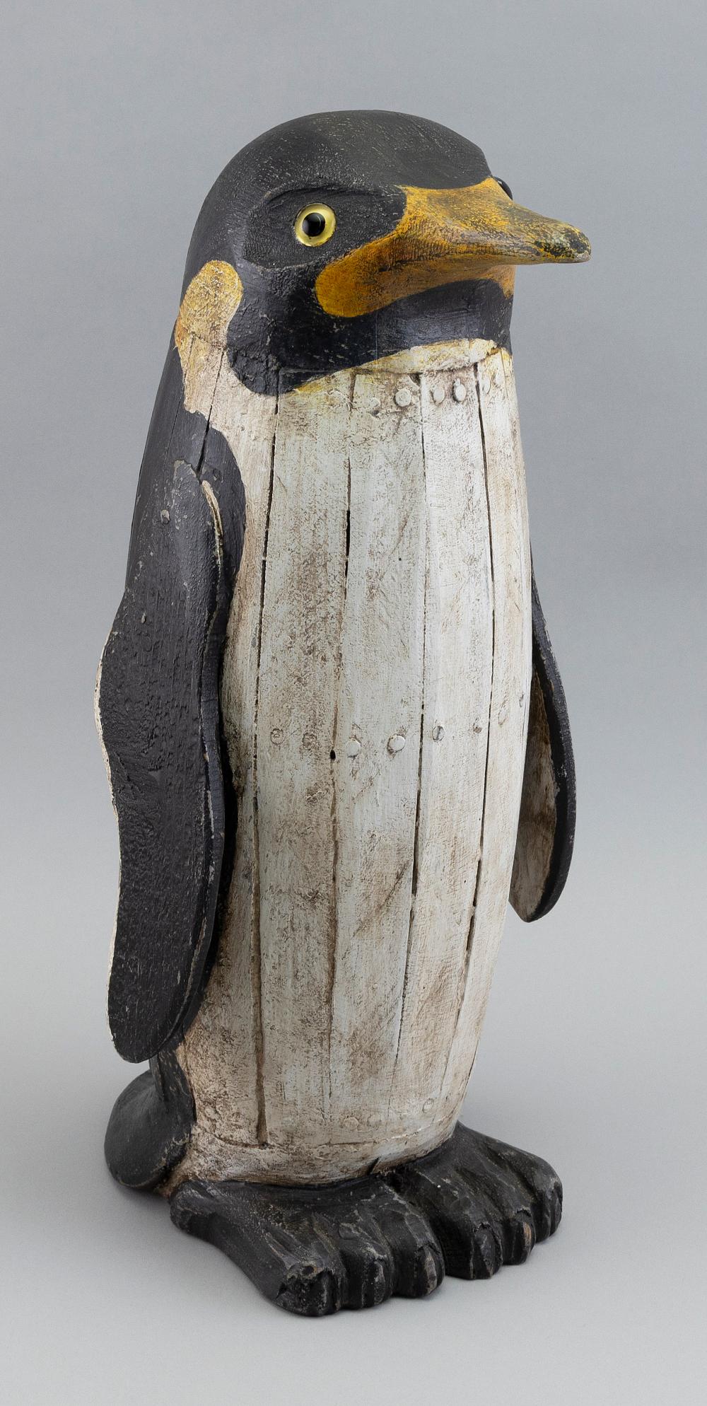 FOLK ART CARVED WOODEN PENGUIN 20TH