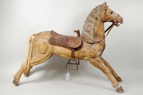 FOLK ART CARVED WOODEN ROCKING