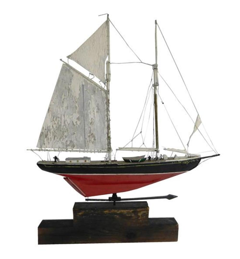 FOLK ART: CARVED WOODEN SAILBOAT