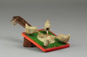 FOLK ART CHICKENS PADDLE TOY E