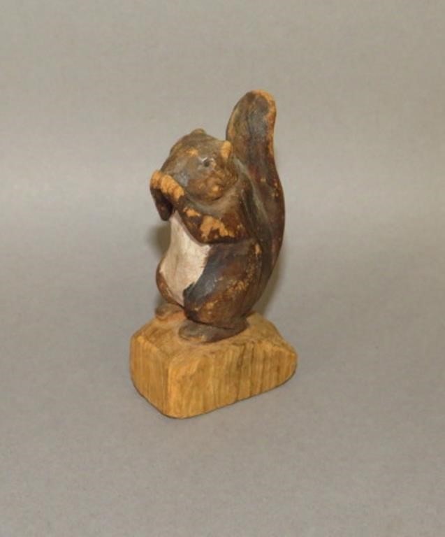 FOLK ART CHIP CARVED SQUIRREL BY