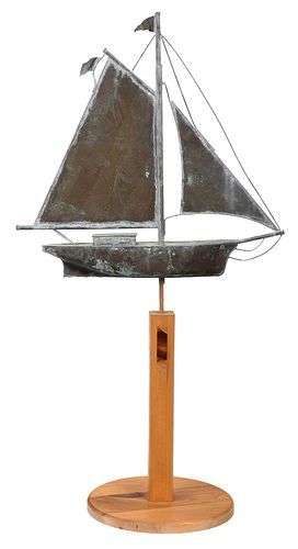 FOLK ART COPPER SHIP