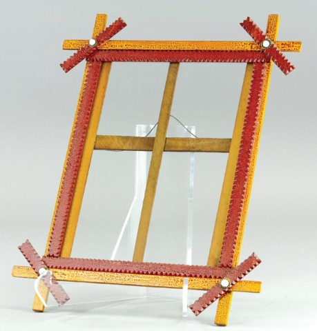 FOLK ART CRISS-CROSS WOOD FRAME