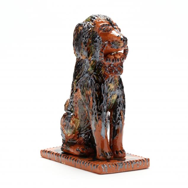FOLK ART DOG WITH BASKET, BILLY RAY
