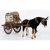 Folk Art Donkey and Cart Early