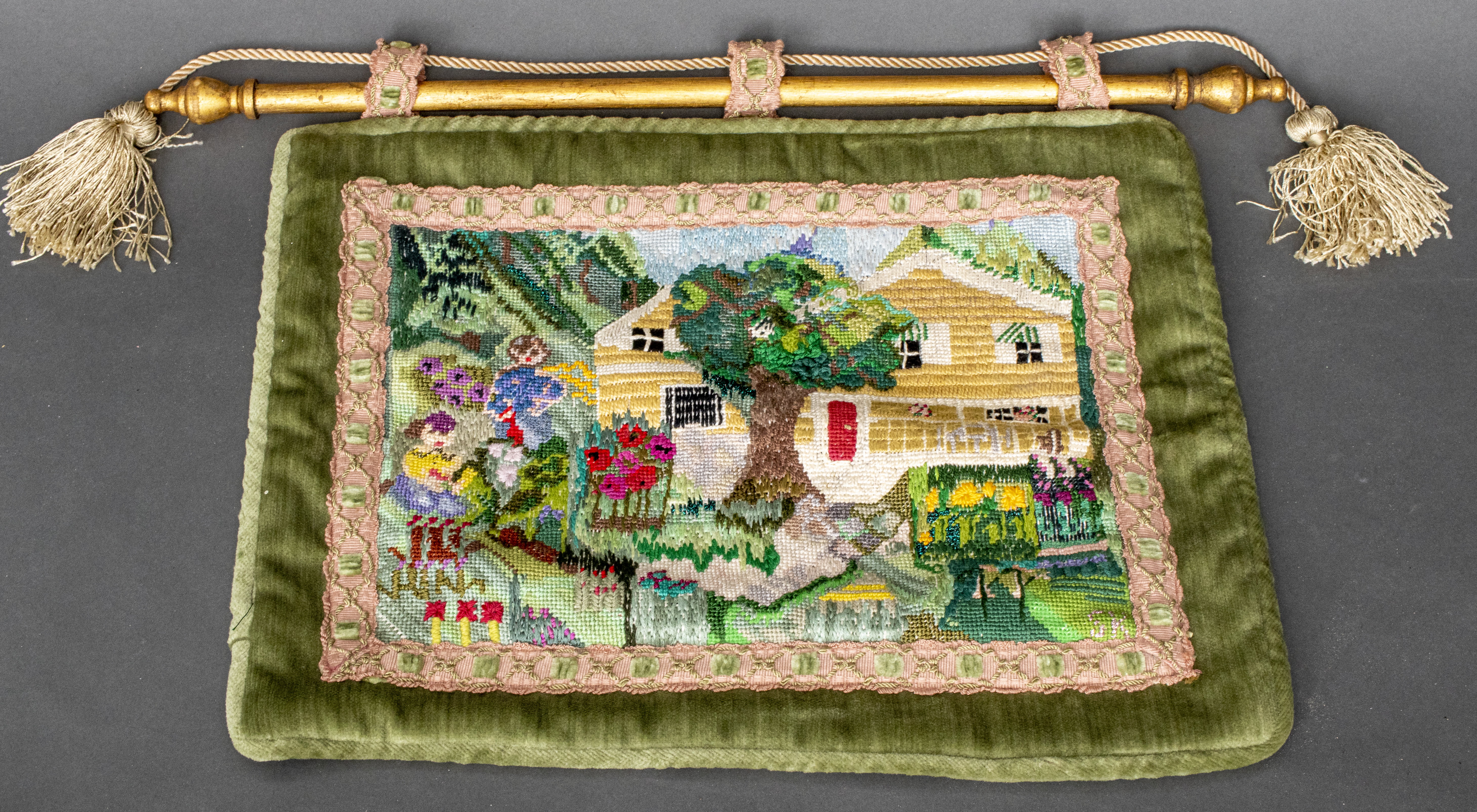 FOLK ART EMBROIDERED HANGING