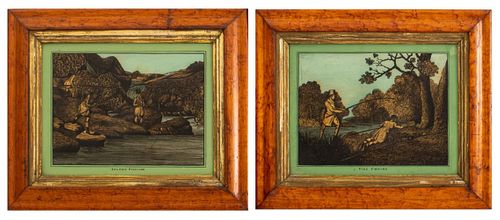 FOLK ART FISHING SCENE REVERSE
