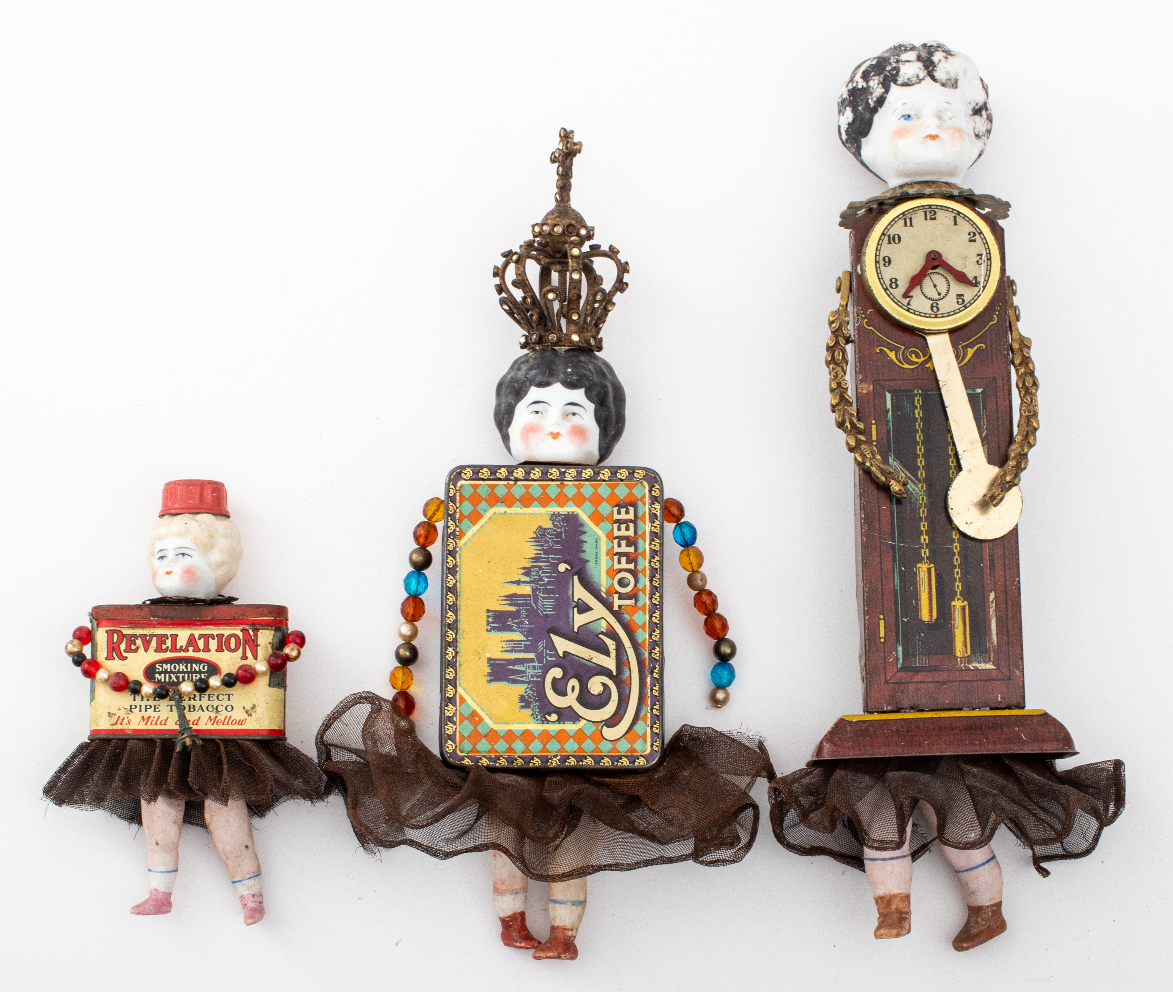 FOLK ART FOUND OBJECT DOLLS, 3