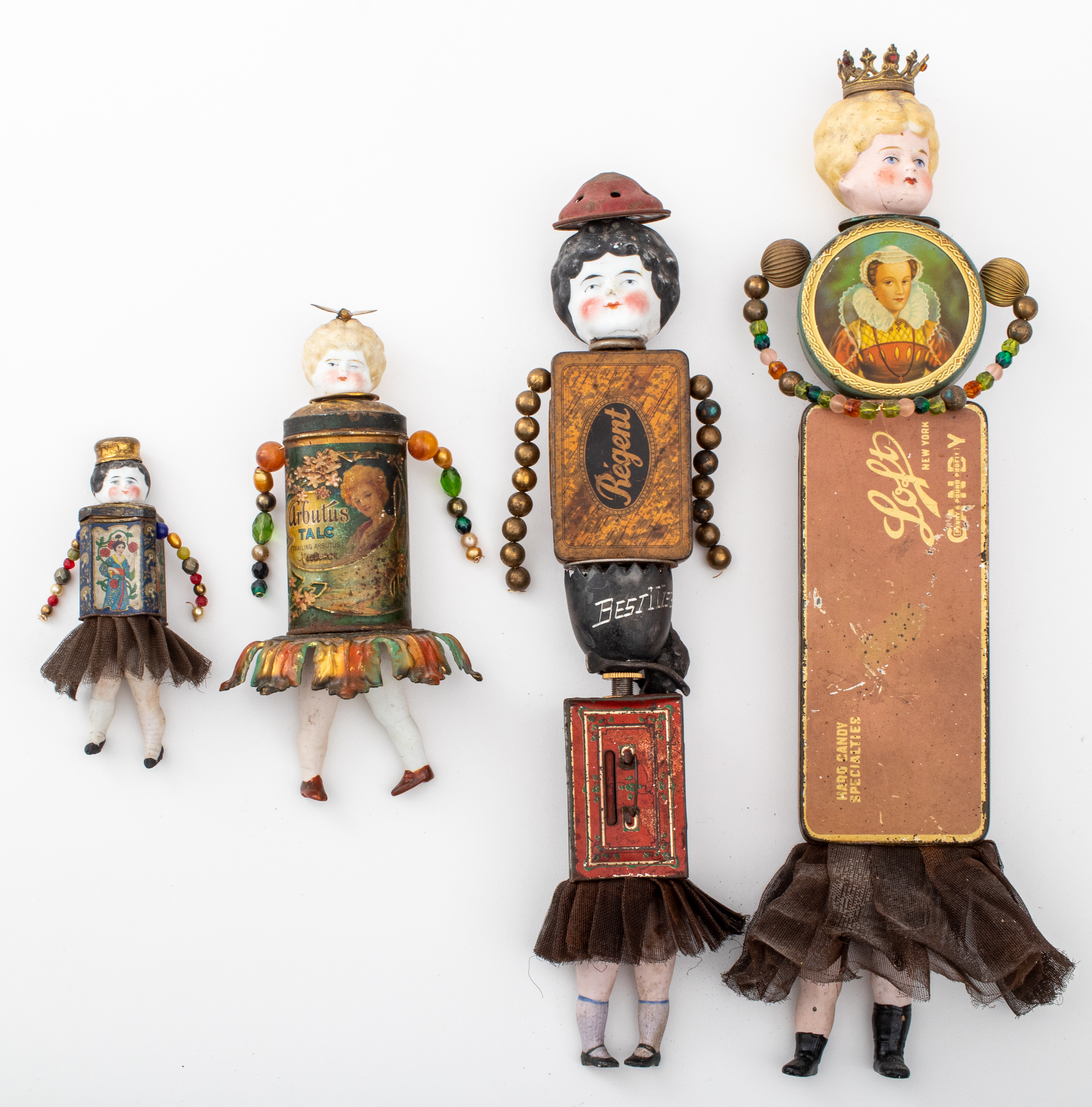 FOLK ART FOUND OBJECT DOLLS, 4 Four