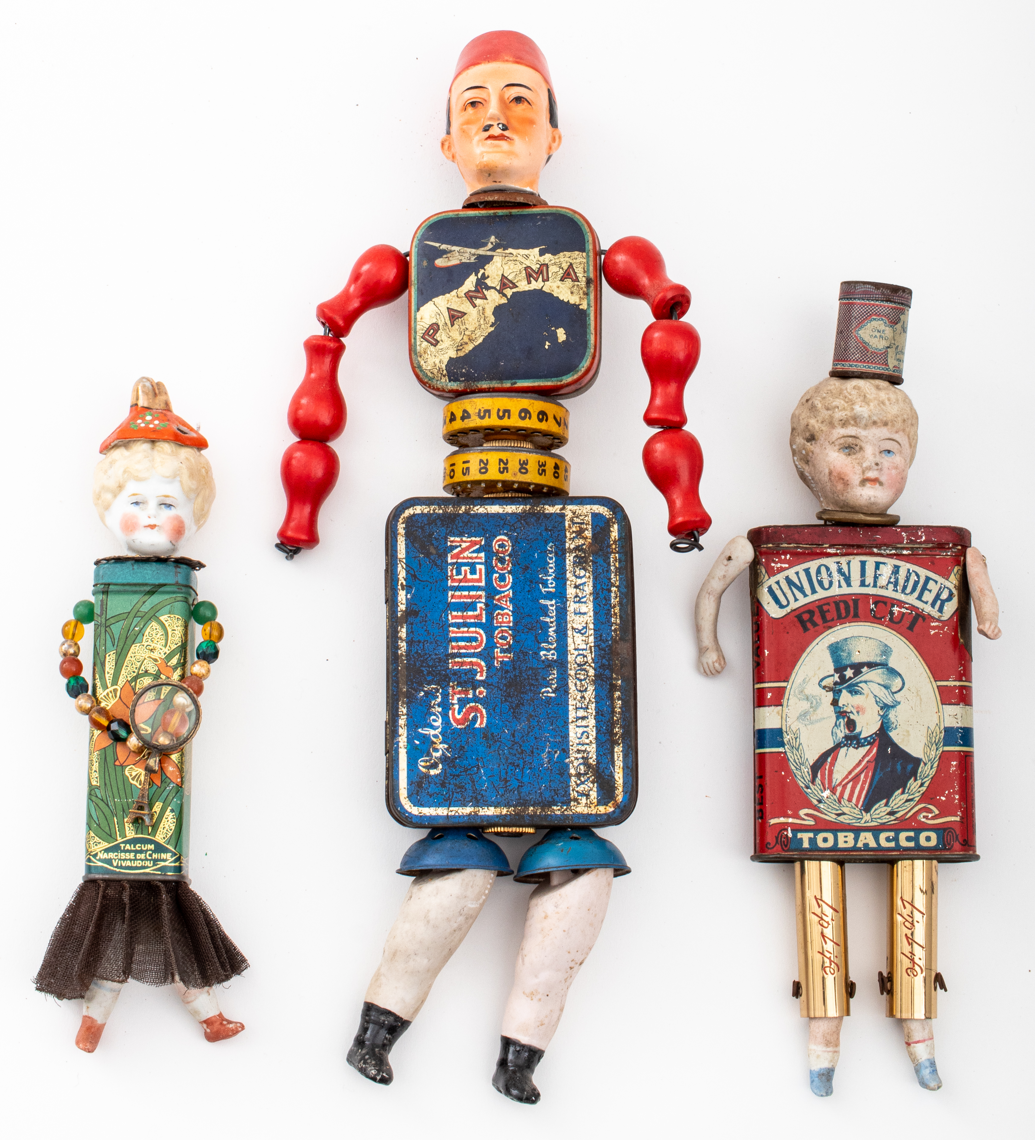 FOLK ART FOUND OBJECT DOLLS, 3