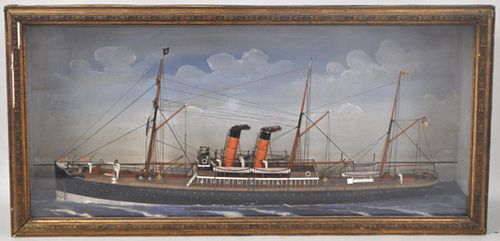 FOLK ART FRAMED SHADOWBOX SHIP