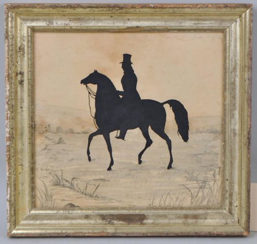 FOLK ART FRAMED SILHOUETTE, HORSE &