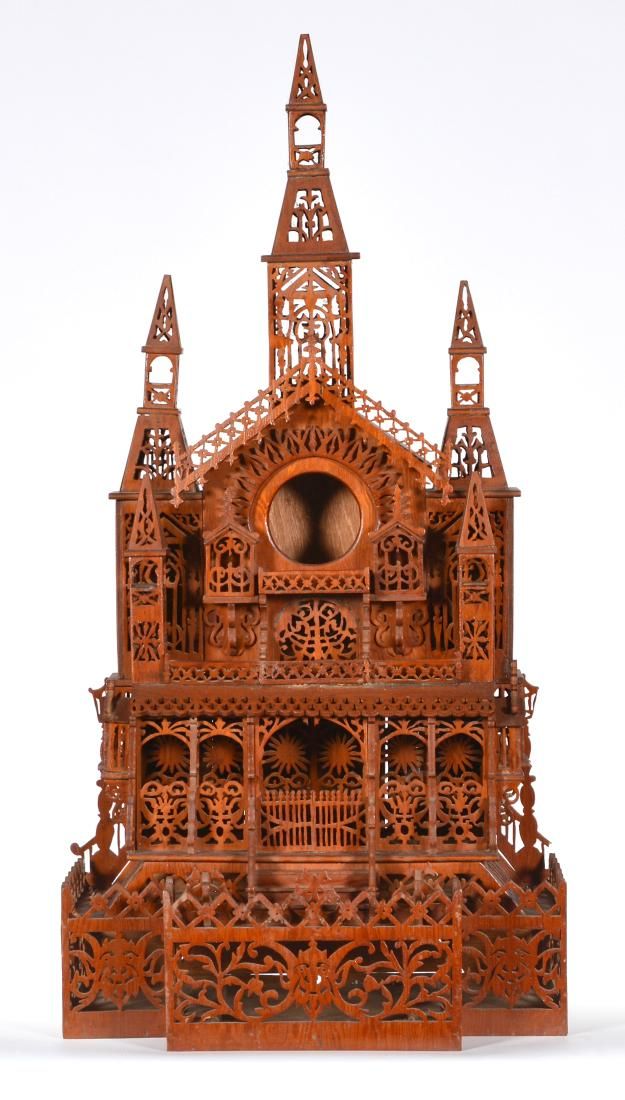 FOLK ART FRETWORK CLOCK CASE,