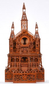 FOLK ART FRETWORK CLOCK CASE,