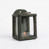 FOLK ART GREEN PAINTED CANDLE