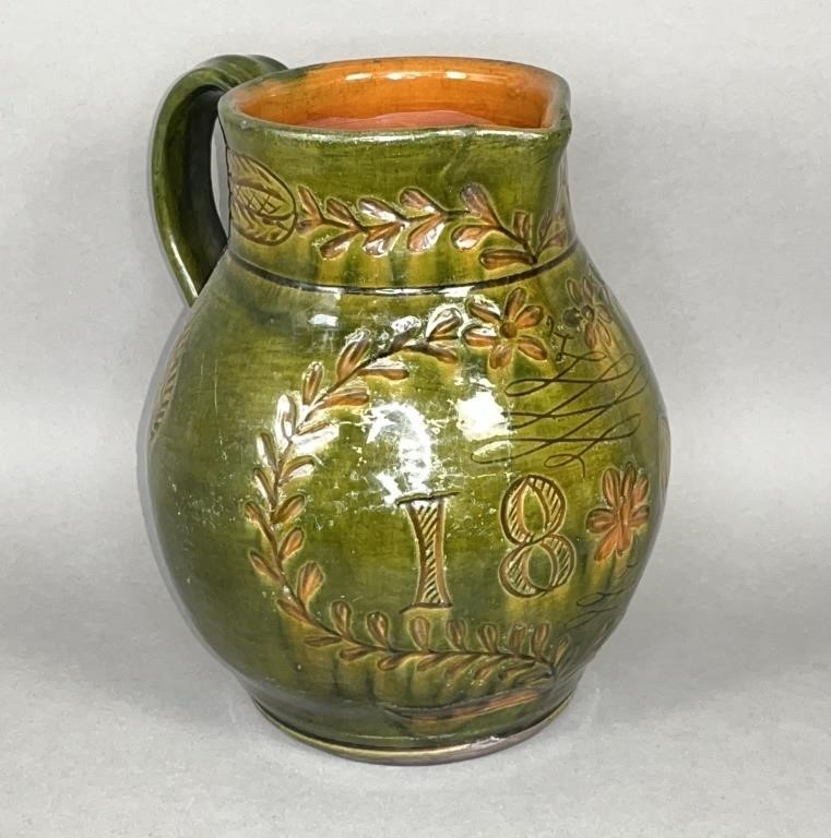 FOLK ART GREEN SGRAFFITO WORKED