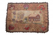 FOLK ART HOOKED RUG WITH COTTA