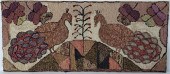 FOLK ART HOOKED RUG WITH TWO P